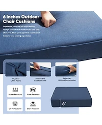 Pocassy Outdoor Deep Seat Cushion Set 24"x22", 6-inch Thicked Waterproof Patio Furniture Cushions with Removable Cover