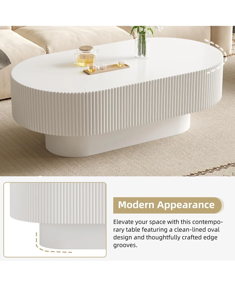 Streamdale Furniture 48.4" Fluted Farmhouse Oval Coffee Table