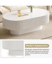 Streamdale Furniture 48.4" Fluted Farmhouse Oval Coffee Table