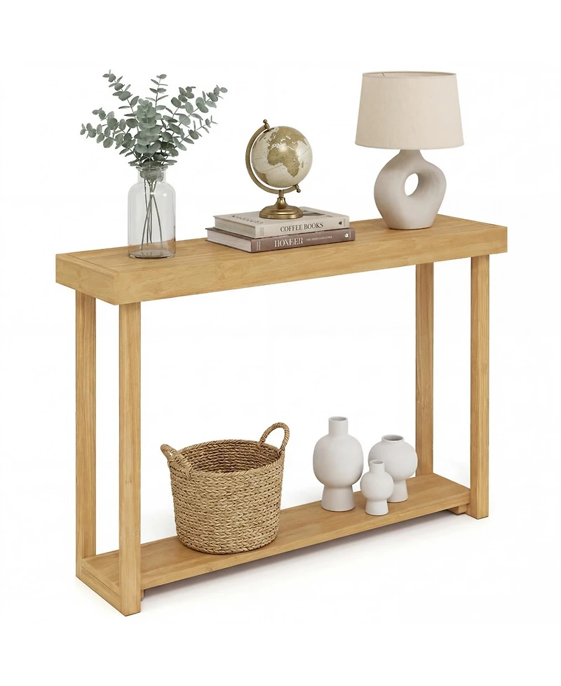 Slickblue 2-Tier Narrow Console Table 46" Solid Wood Farmhouse Style