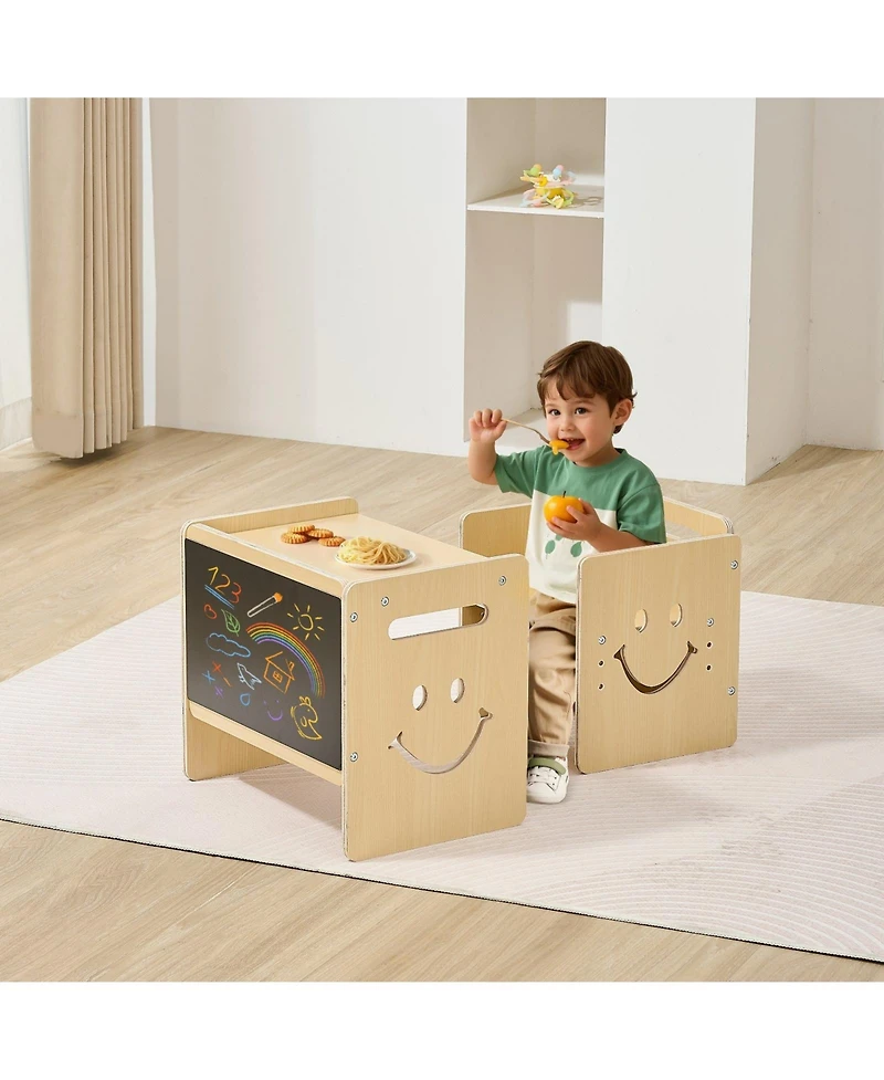 Slickblue Wooden Kids Activity Table and Chair Set, 3-in-1 Toddler Table for Learning and Reading
