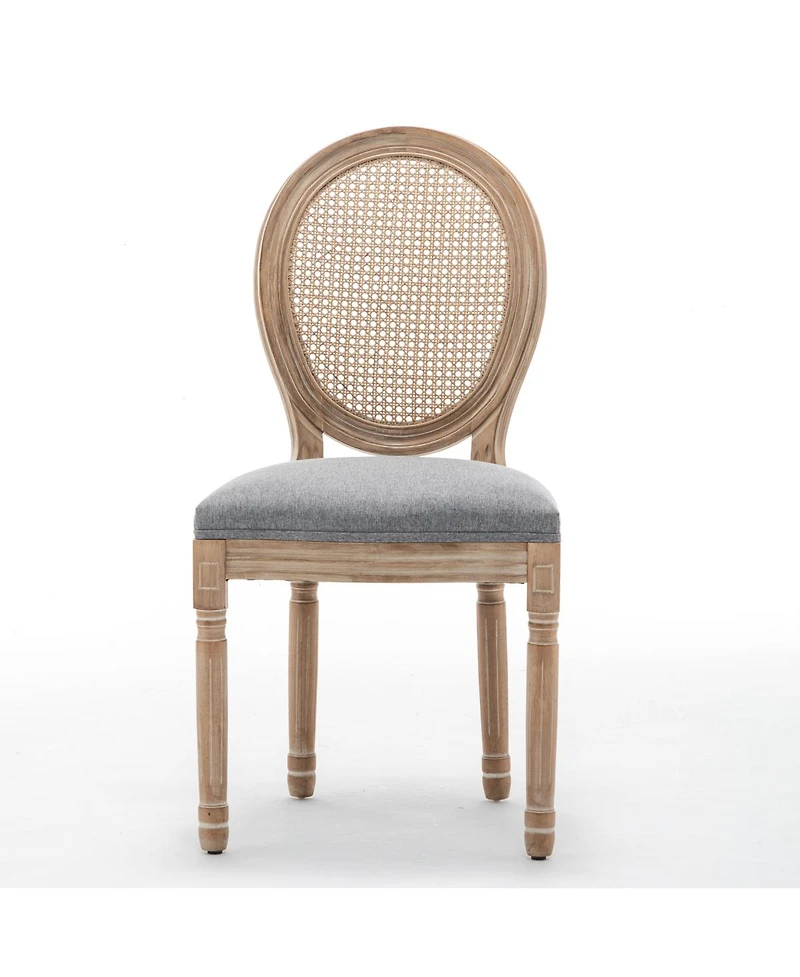 Streamdale Furniture Solid Wood Rattan Dining Chairs with Cushioned Seats, Set of 2