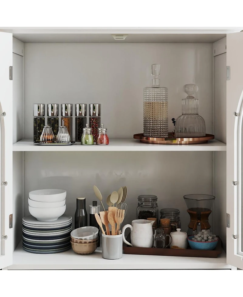 Streamdale Furniture Farmhouse Arched Glass Buffet Cabinet