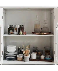 Streamdale Furniture Farmhouse Arched Glass Buffet Cabinet