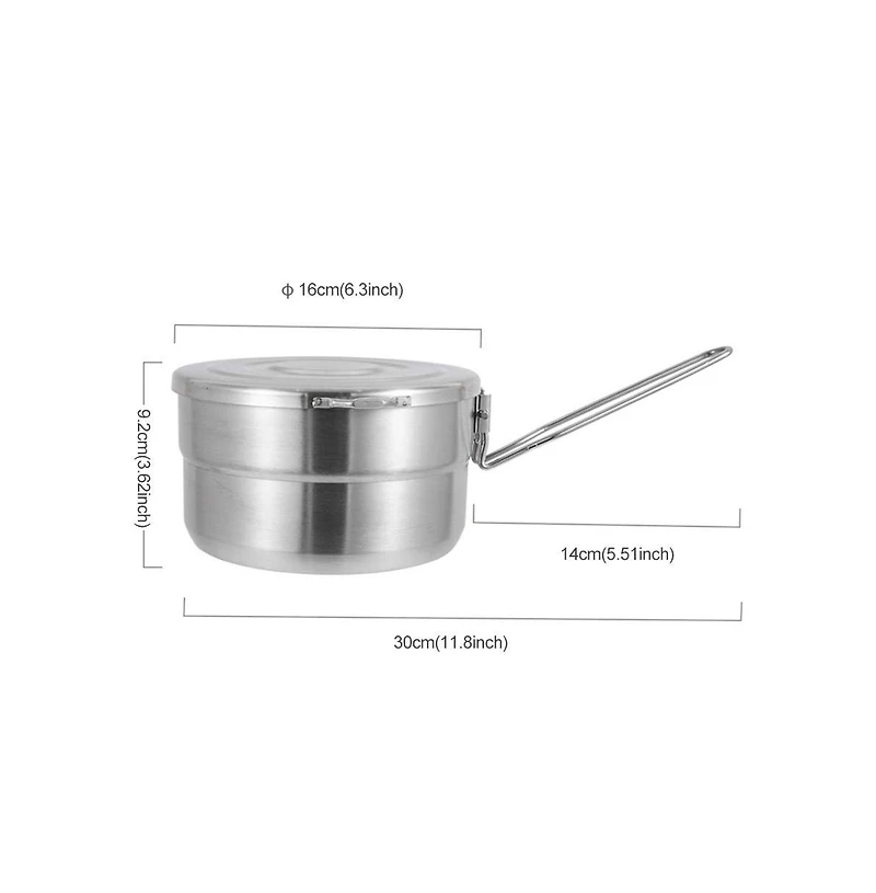 Piscifun Stainless Steel Camping Cook Pot With Folding Handle Lid For Outdoor Hiking Picnic