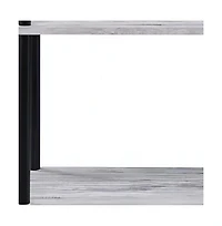 HomeRoots 44" Distressed Metal and Wood Four Tier Etagere Bookcase