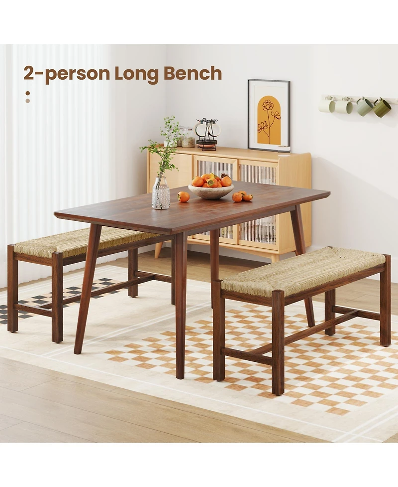Slickblue 40" Wooden Bench with Solid Rubber Wood Frame