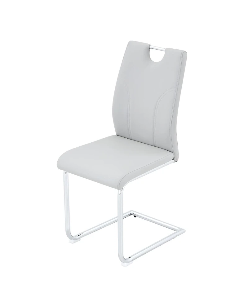 Streamdale Furniture Pu Dining Chairs with Silver Metal Legs (Set of 6)