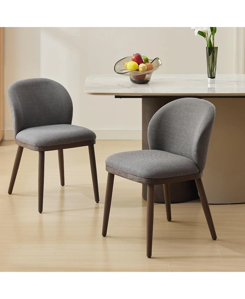 homfan Modern Upholstered Dining Chairs Set of 4, Ergonomic Back Support, Padded Shell Seat, Wooden Legs, Ideal for Home or Business Room