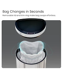 Home Zone Living 13 Gallon Motion Sensor Automatic Kitchen Trash Can with Liner-Free Stainless Steel 50 Liter Capacity