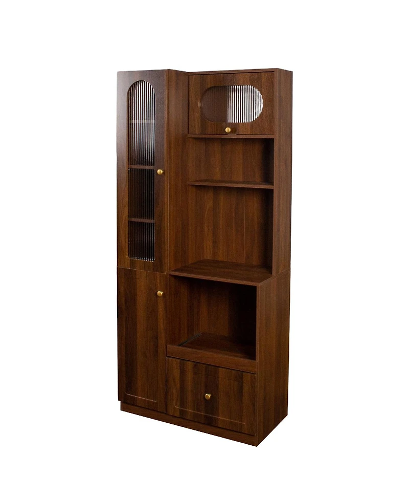 Streamdale Furniture Farmhouse Kitchen Pantry Cabinet with Multi-Tier Pull-Out Storage Shelf