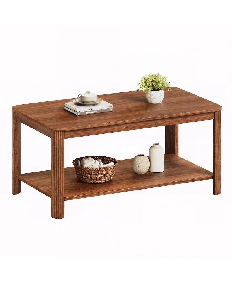 Streamdale Furniture Arc Corner Wood 2-Tier Coffee Table