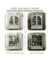 Streamdale Furniture Farmhouse Arched Glass Sideboard with Drawer