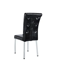 Streamdale Furniture Set of 4 Retro Alligator Faux Leather Dining Chairs with Crystal Buckle
