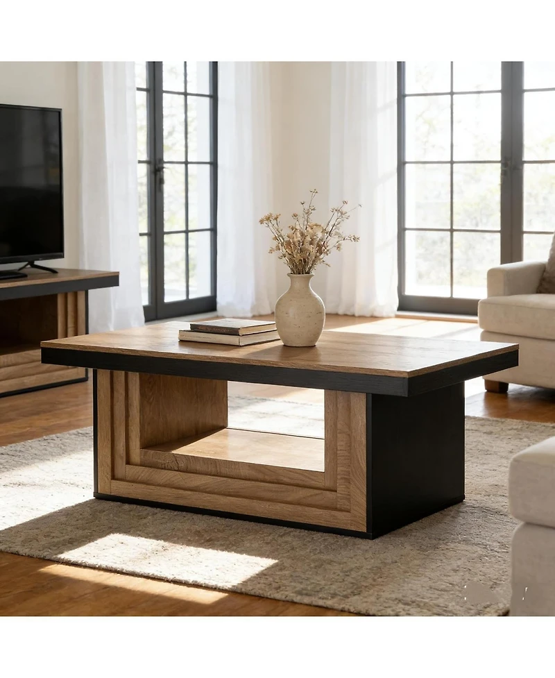 Tribesigns 47-Inches Coffee Table Living Room, Rectangle Center Table with Open Storage