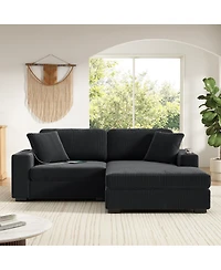 Streamdale Furniture 86.5" L-Shaped Corduroy Sectional Sofa with Cup Holders and Charging Ports