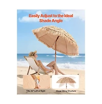 Slickblue Thatched Patio Umbrella with Tilt Function, Tiki Style Pool Umbrella for Beach, Garden & Backyard