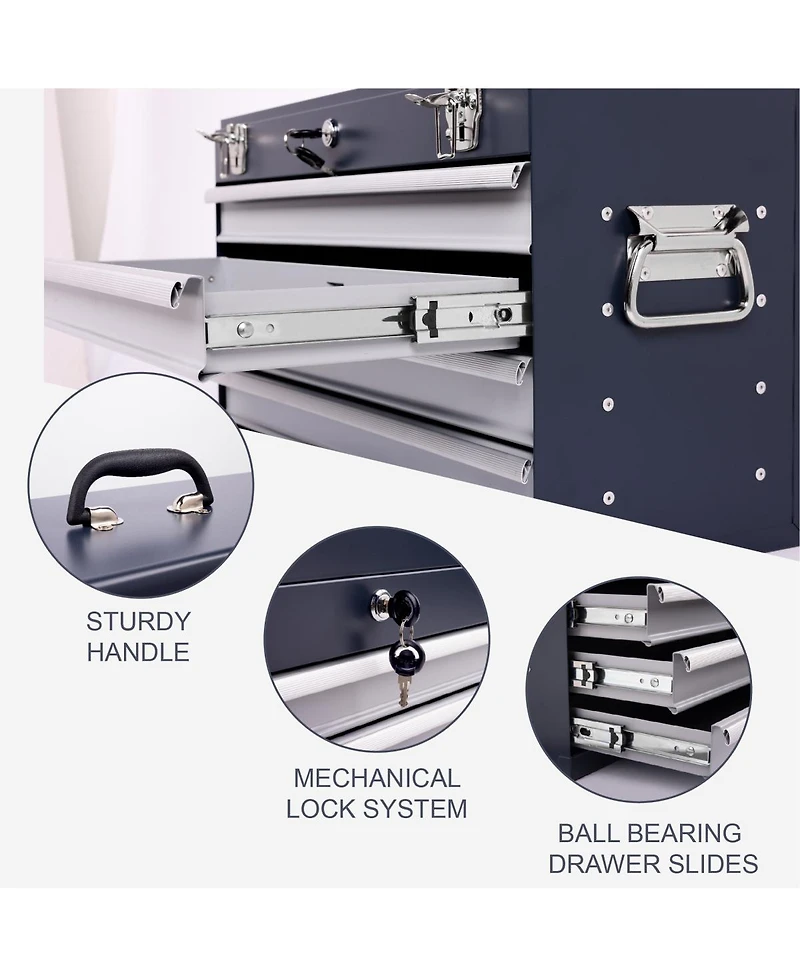 Streamdale Furniture Heavy Duty 21-Inch 4-Drawer Portable Metal Tool Box Chest Organizer