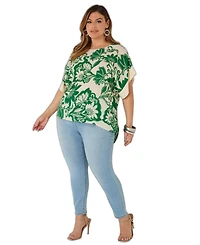 Ashley Stewart Plus Floral-Print Hi-Low Blouse