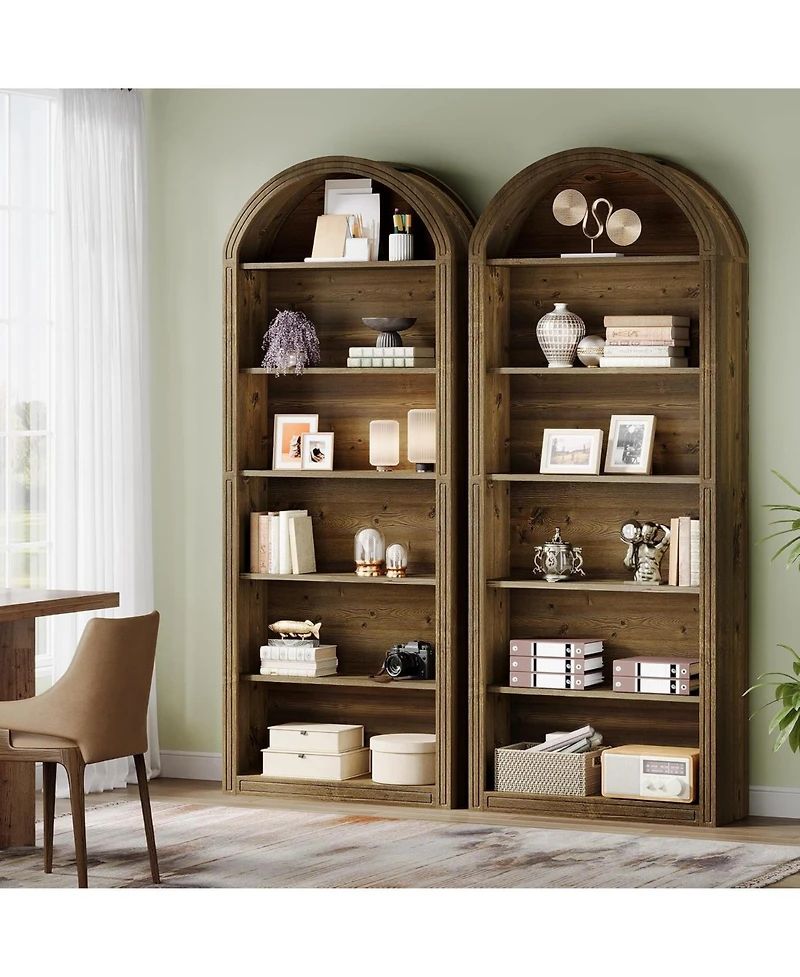 Tribesigns 6-Tier Arched Bookshelf with Open Shelves