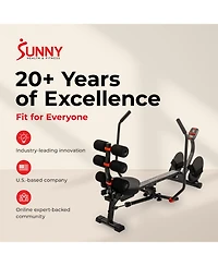 Sunny Health and Fitness 2-in-1 Smart Full Motion Rowing Machine with Core Trainer, 12 Resistance Levels and Trainer-Led Workouts via SunnyFit App
