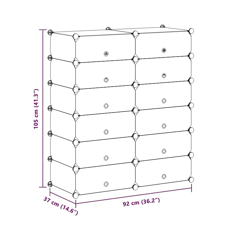 vidaXL Interlocking Shoe Organizer with 12 Compartments