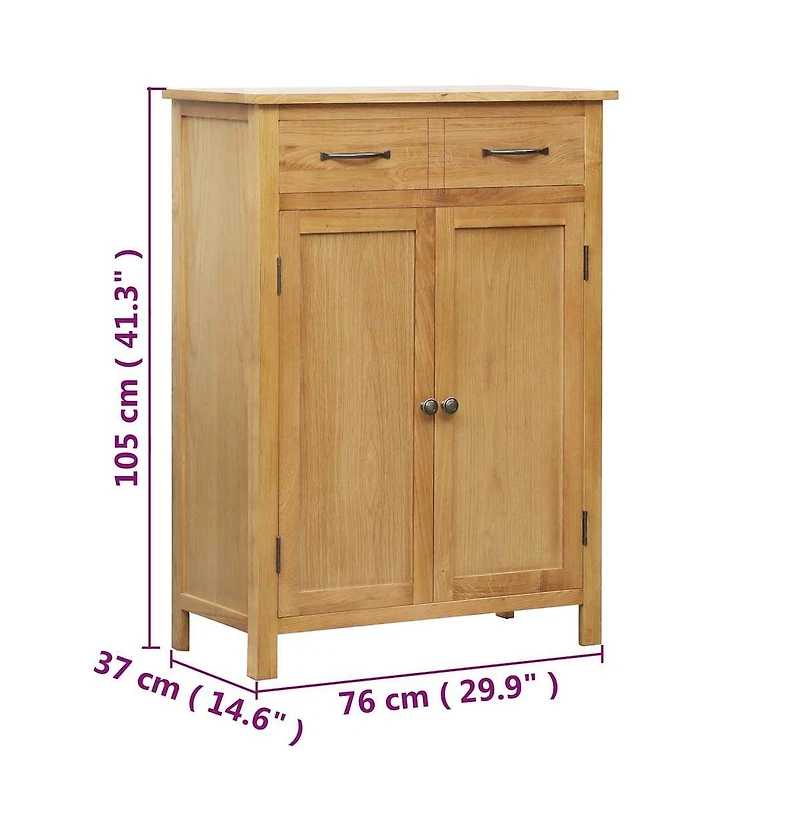 vidaXL Shoe Cabinet 29.9"x14.6"x41.3" Solid Oak Wood