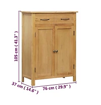 vidaXL Shoe Cabinet 29.9"x14.6"x41.3" Solid Oak Wood
