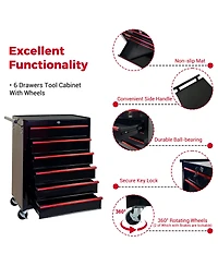 Streamdale Furniture 6-Drawer Rolling Metal Tool Chest and Cabinet