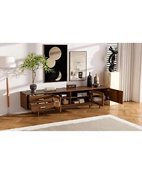 Streamdale Furniture 78" Modern Tv Stand with Fluted Glass Doors and Drawers for TVs Up to 85