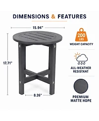 Streamdale Furniture Hdpe Outdoor Side Table, 16" x 16" x 18