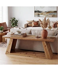 Tribesigns 62.99" Farmhouse Console Table with Storage Shelf