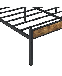 Streamdale Furniture King Size Wood Headboard Metal Platform Bed Frame with Storage