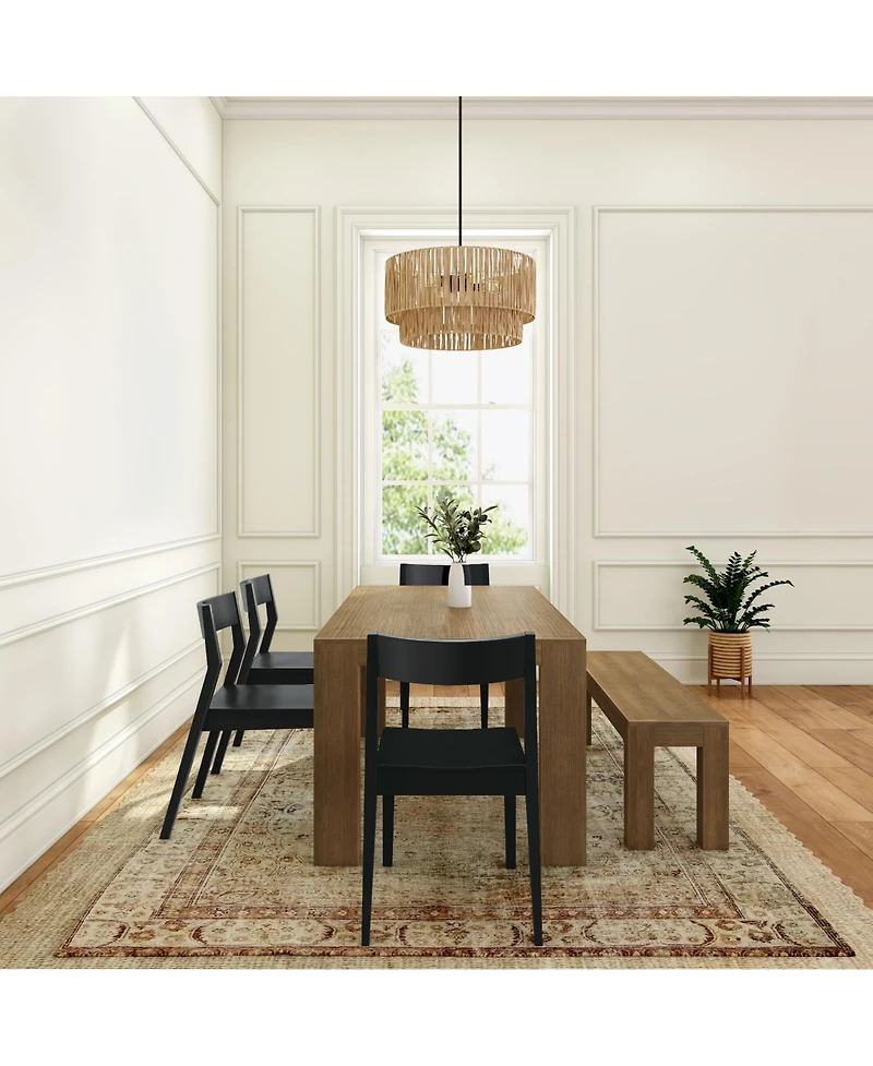 Plank+Beam 72 inch Modern Solid Wood Dining Table Set with Bench And 4 Chairs