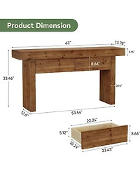 Tribesigns 63" Console Table with 2 Drawers