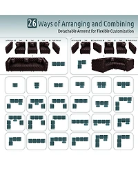 Streamdale Furniture Faux Leather Modular Sectional Ottoman Couch