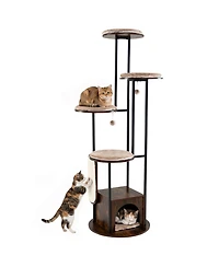 Gymax Modern Cat Tree Tower 72-Inch Tall Multi-Level Cat Condo with Top Perch Platforms