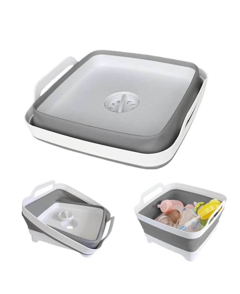 Piscifun Collapsible Wash Basin With Drain Plug Foldable Kitchen Sink For Camping Space Saving Dish Tub