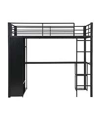 Streamdale Furniture Twin Metal Loft Bed with Desk and Open Storage Cabinet
