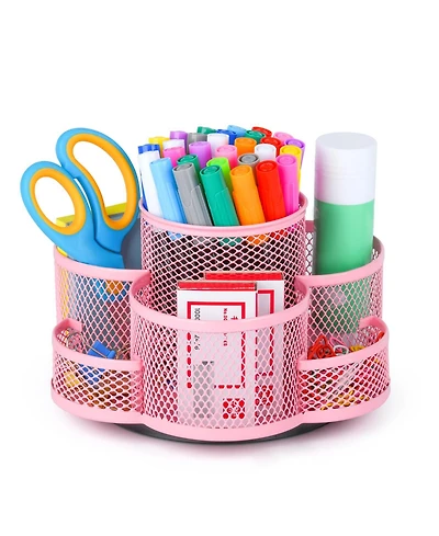 Danrong Mesh Desk Organizer With 2 Tier Trays Magazine Holders and Pen Holder