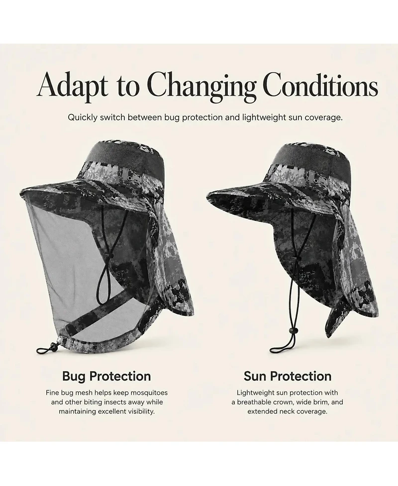 Ayamaya Upf 50+ Mosquito Net Sun Hat with Neck Flap | Wide Brim Bug and Protection for Fishing, Hiking Camping