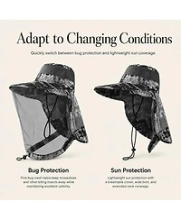 Ayamaya Upf 50+ Mosquito Net Sun Hat with Neck Flap | Wide Brim Bug and Protection for Fishing, Hiking Camping