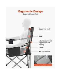 Mountaintop Oversized Camping Chairs 2 Pack, 450lbs Heavy Duty Folding Chairs, Padded Backrest, Armrests, Cup Holder and Cooler Bag