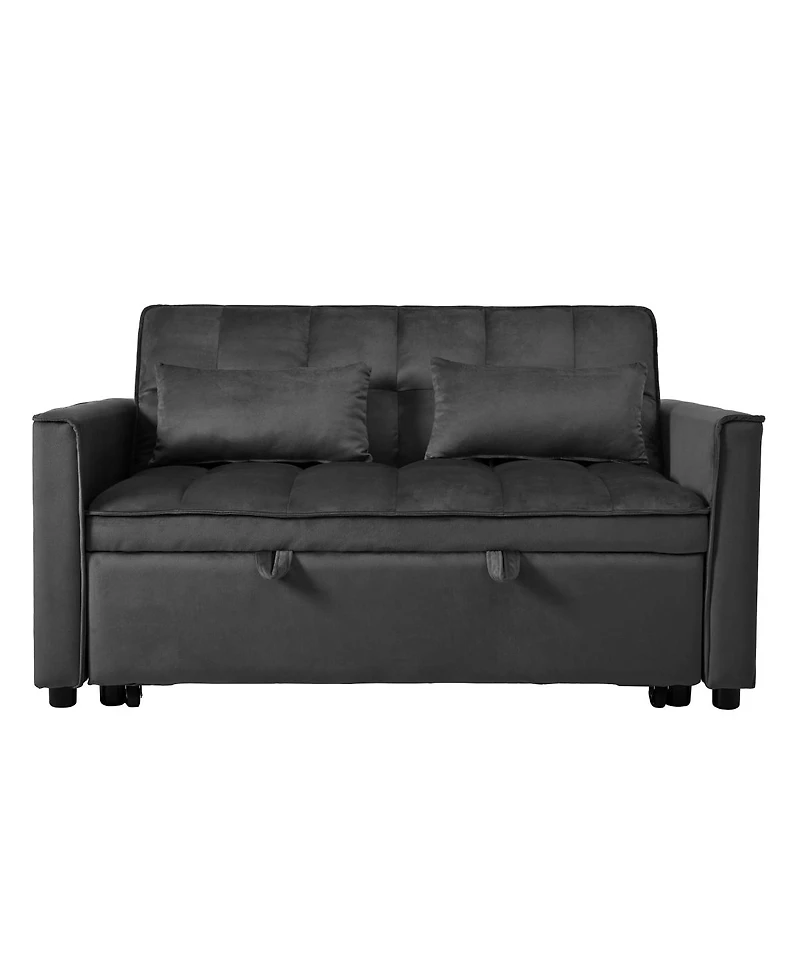 Streamdale Furniture Velvet Convertible Sleeper Sofa Bed with Adjustable Backrest and Storage Pockets