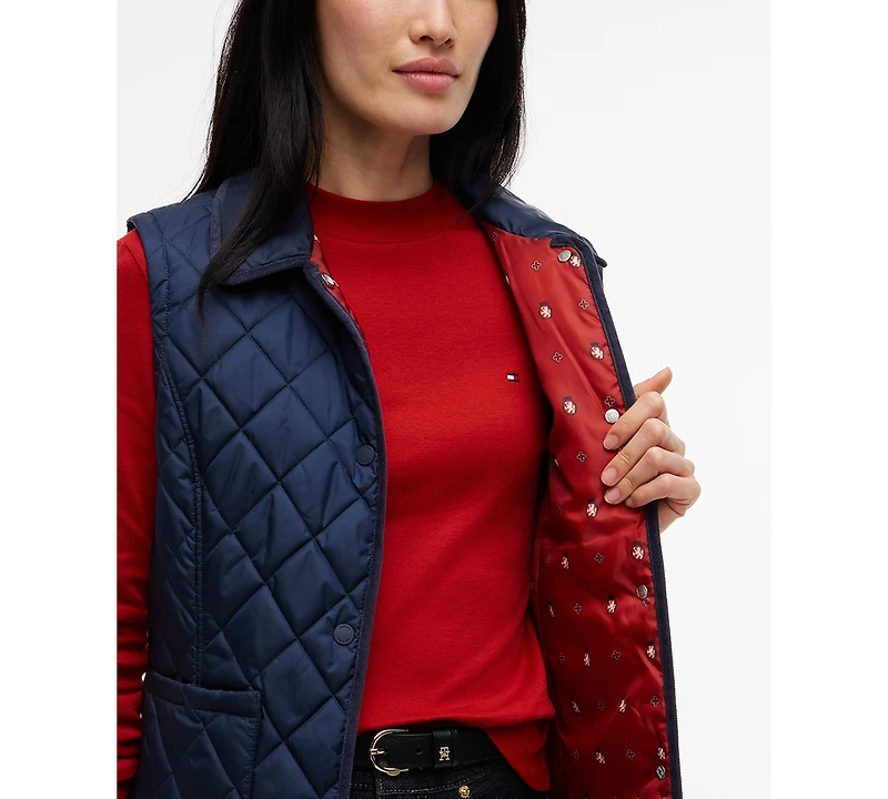 Tommy Hilfiger Women's Quilted Club Collar Vest