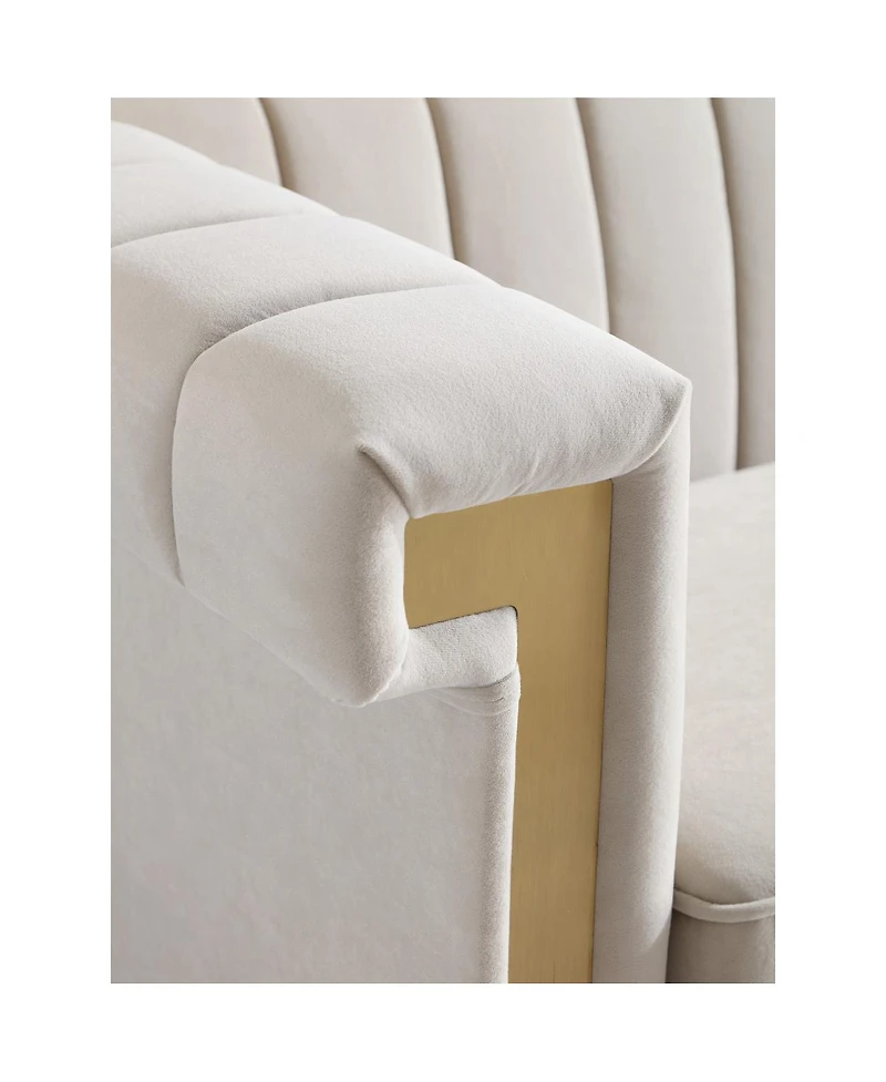 Streamdale Furniture Modern Velvet Chesterfield Sofa with Gold Accents and Channel Tufting