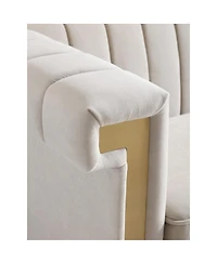 Streamdale Furniture Modern Velvet Chesterfield Sofa with Gold Accents and Channel Tufting