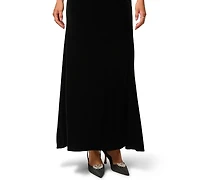 Adrianna Papell Petite Pearly Collar Velvet Sleeveless Halter Gown