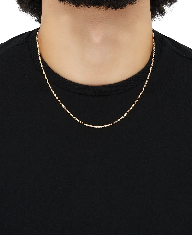 Italian Silver Solid Box Chain Necklace in 18k Gold-Plated Sterling Silver