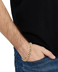 Italian Silver Solid Cuban Chain Bracelet in 18k Gold-Plated Sterling Silver